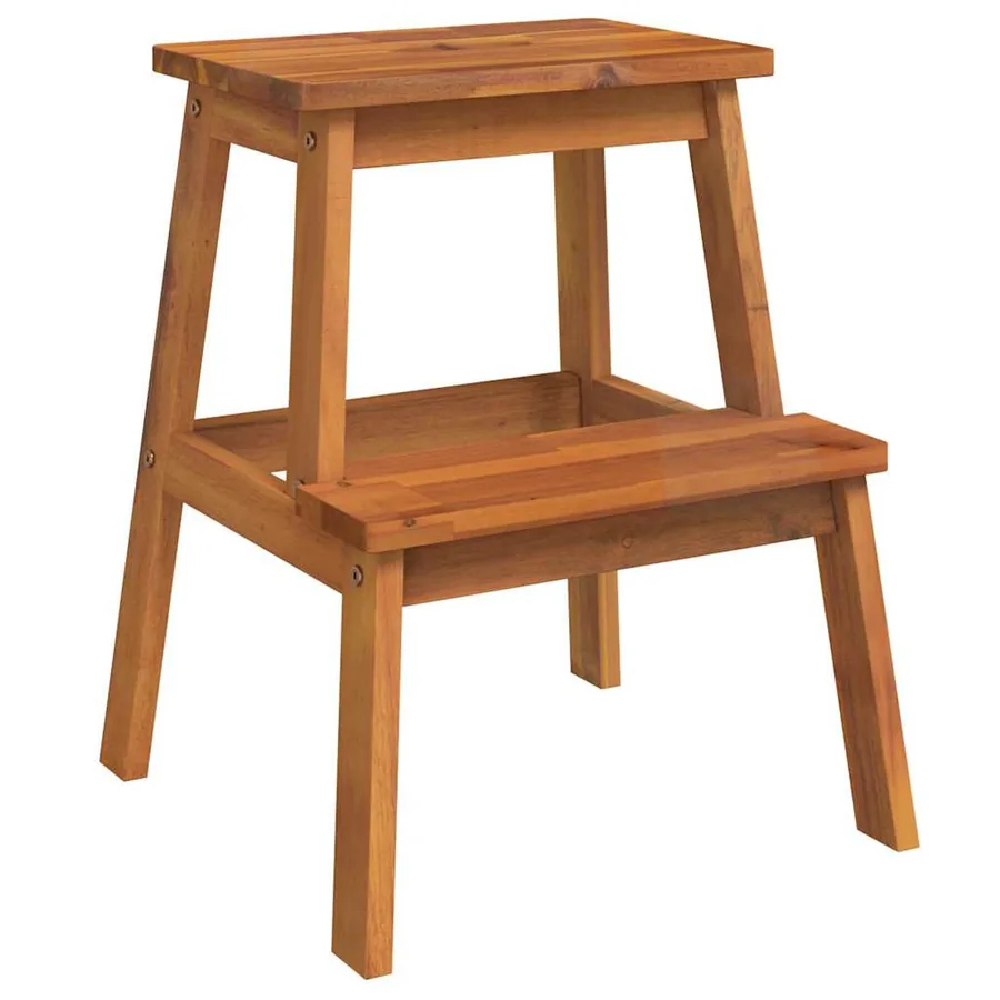 Tabouret-escabeau 2 marches 40x38x50 cm Bois d'acacia solide - 2