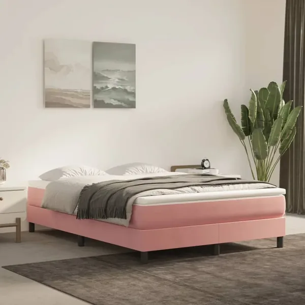 Matelas de lit à ressorts ensachés fermeté moyenne Rose 140x200x20 cm Velours
