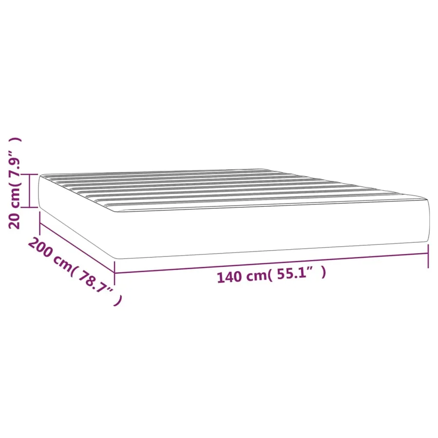 Matelas de lit à ressorts ensachés fermeté moyenne Rose 140x200x20 cm Velours - 7