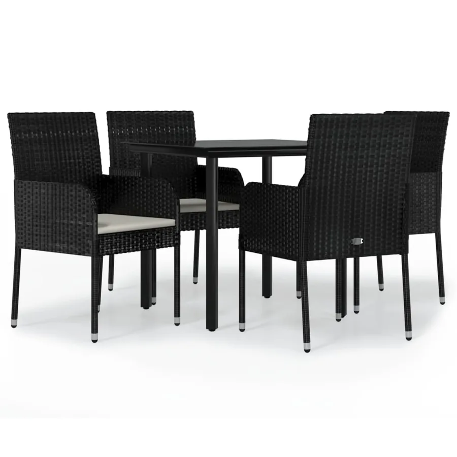 Ensemble à manger de jardin coussins 5pcs Noir Résine tressée - 2