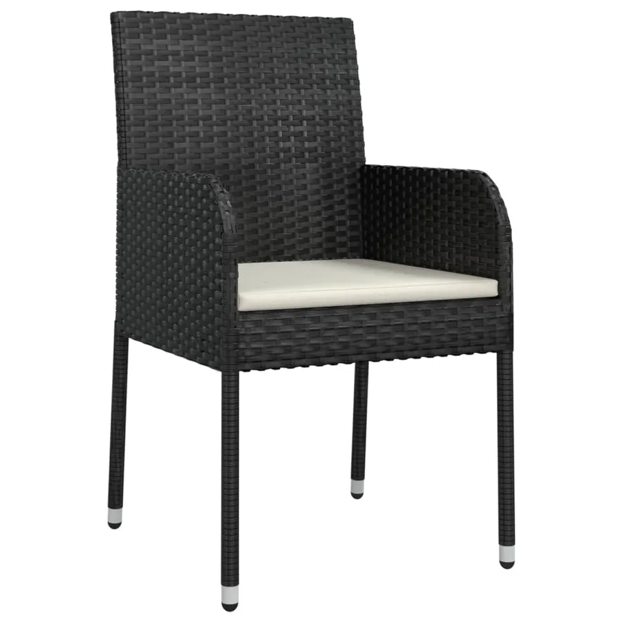 Ensemble à manger de jardin coussins 5pcs Noir Résine tressée - 5