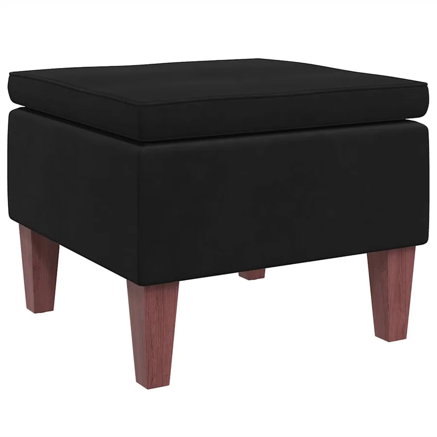 Tabouret avec pieds en bois Noir Velours - 2