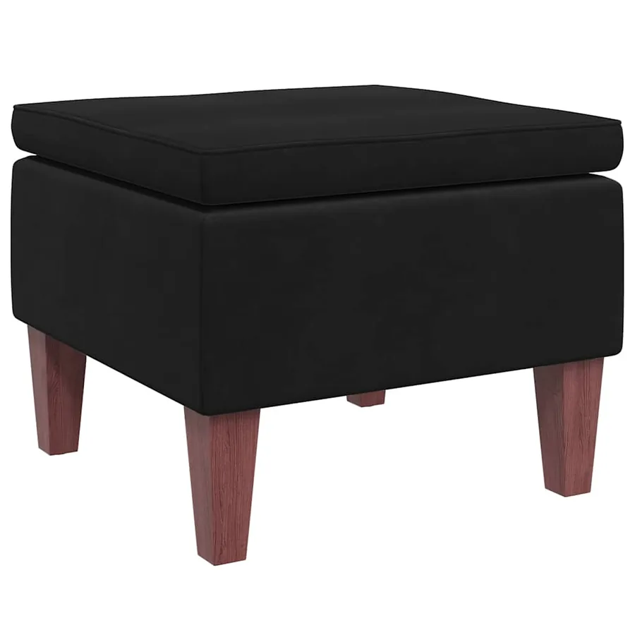 Tabouret avec pieds en bois Noir Velours - 4