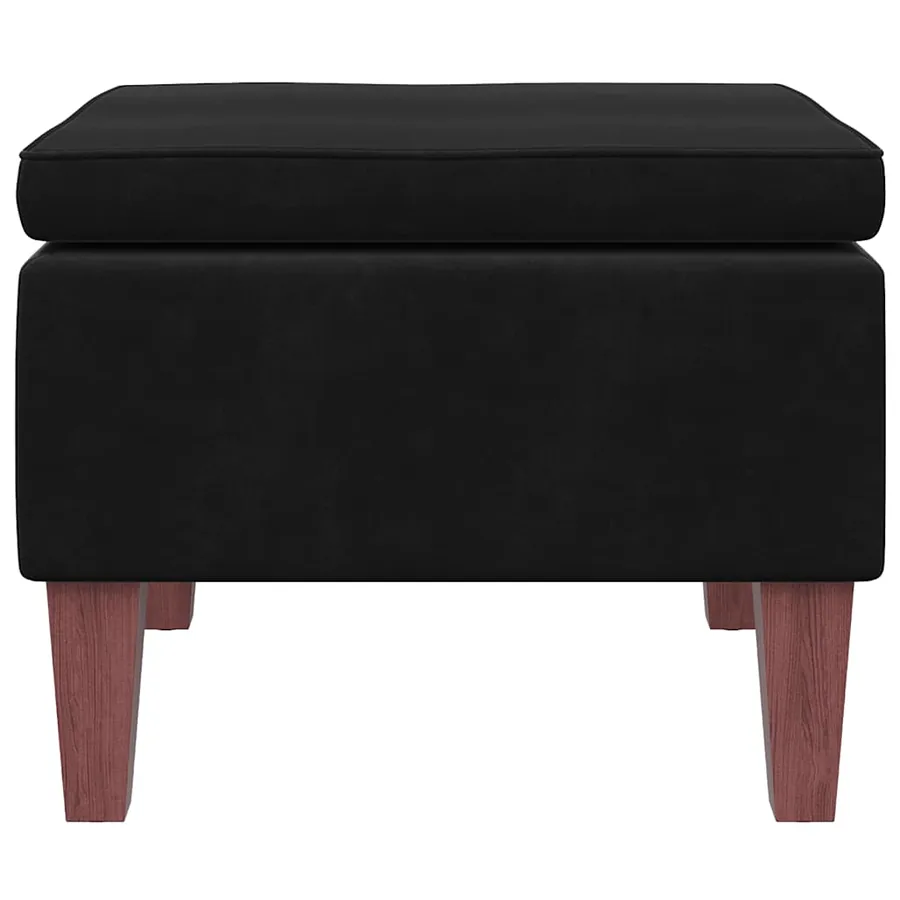 Tabouret avec pieds en bois Noir Velours - 5