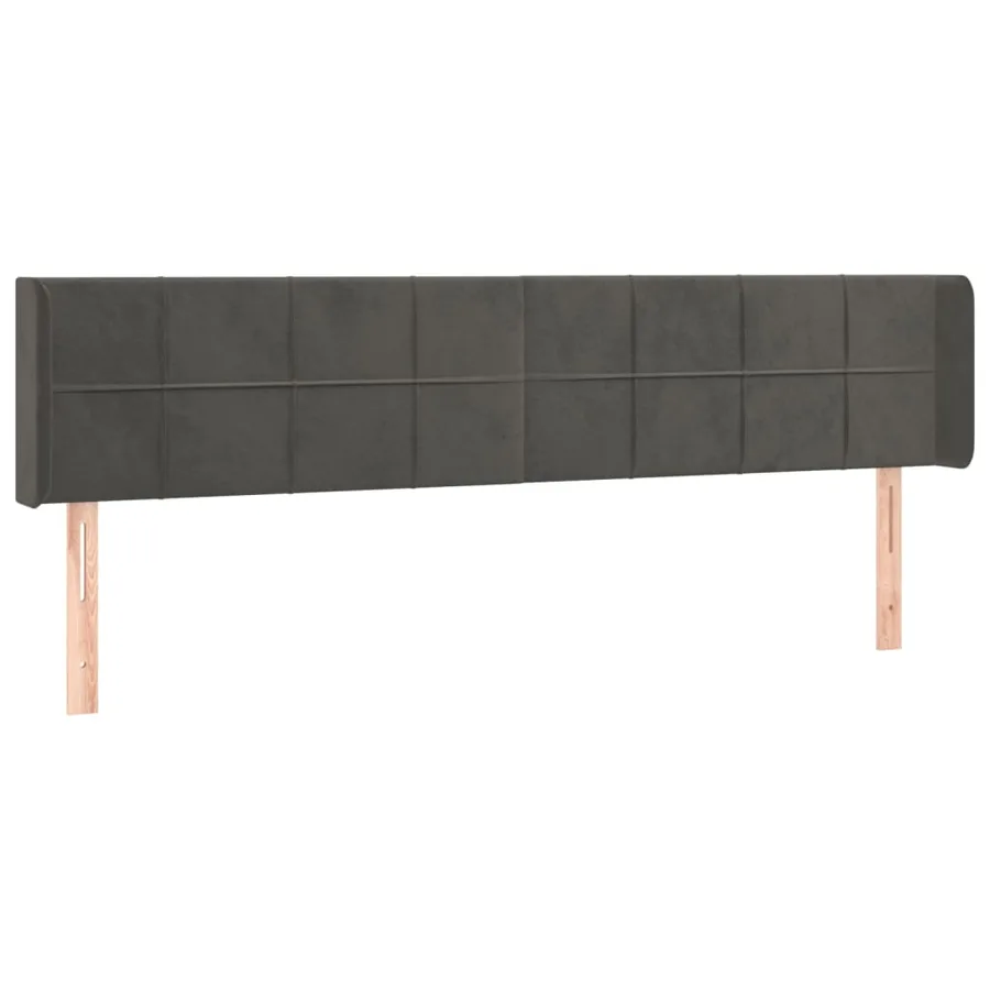 Tête de lit avec oreilles Gris foncé 203x16x78/88 cm Velours - 2