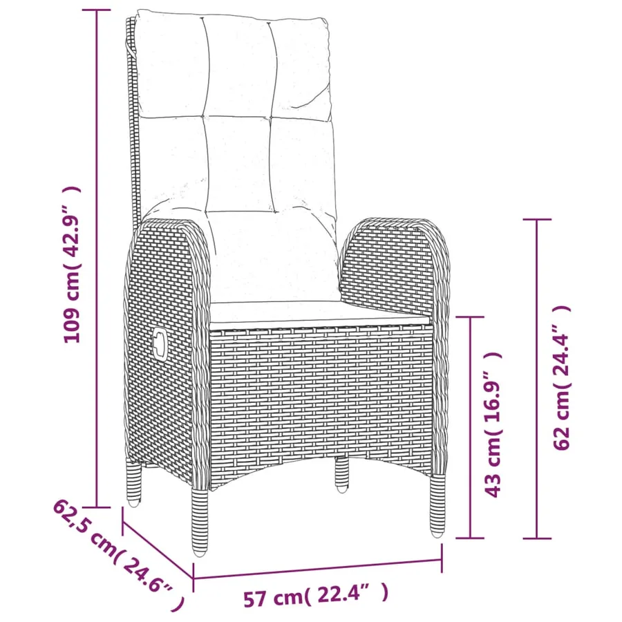 Ensemble à manger de jardin coussins 5pcs Noir Résine tressée - 9