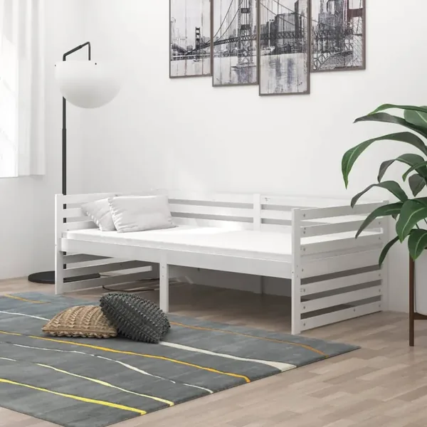 Lit de jour sans matelas blanc bois de pin massif 90x200 cm