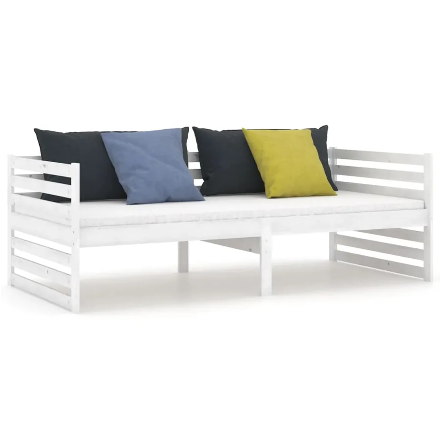 Lit de jour sans matelas blanc bois de pin massif 90x200 cm - 4