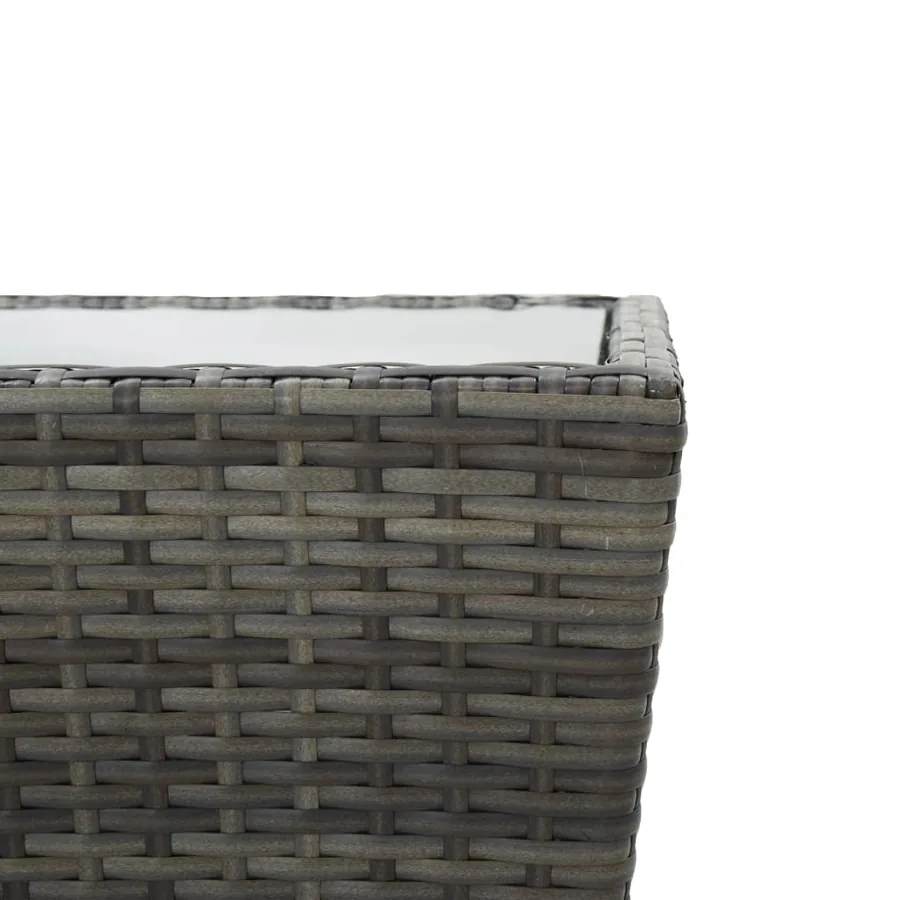 Table à thé Gris 41,5x41,5x43 cm Résine tressée et verre trempé - 5