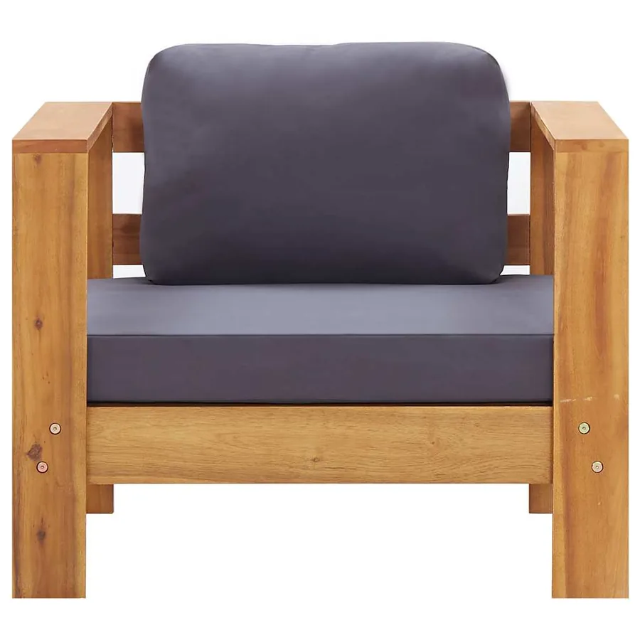 Chaise de jardin avec coussin Gris foncé Bois d'acacia solide - 3