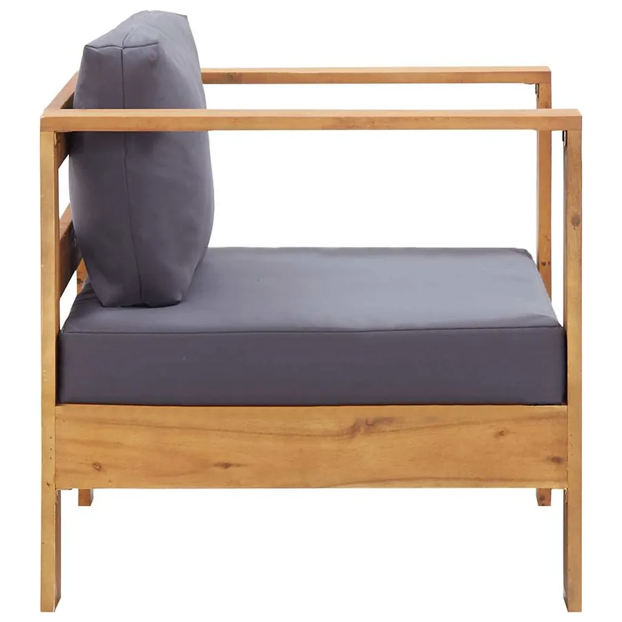 Chaise de jardin avec coussin Gris foncé Bois d'acacia solide - 4