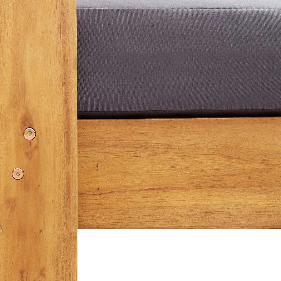 Chaise de jardin avec coussin Gris foncé Bois d'acacia solide - 6
