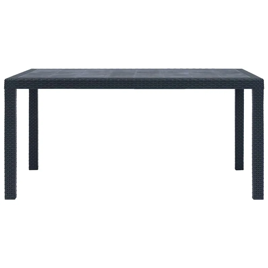 Table de jardin Anthracite 150x90x72 cm Plastique Aspect rotin - 2