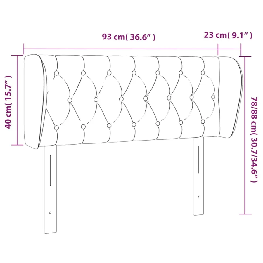 Tête de lit avec oreilles Gris clair 93x23x78/88 cm Tissu - 9