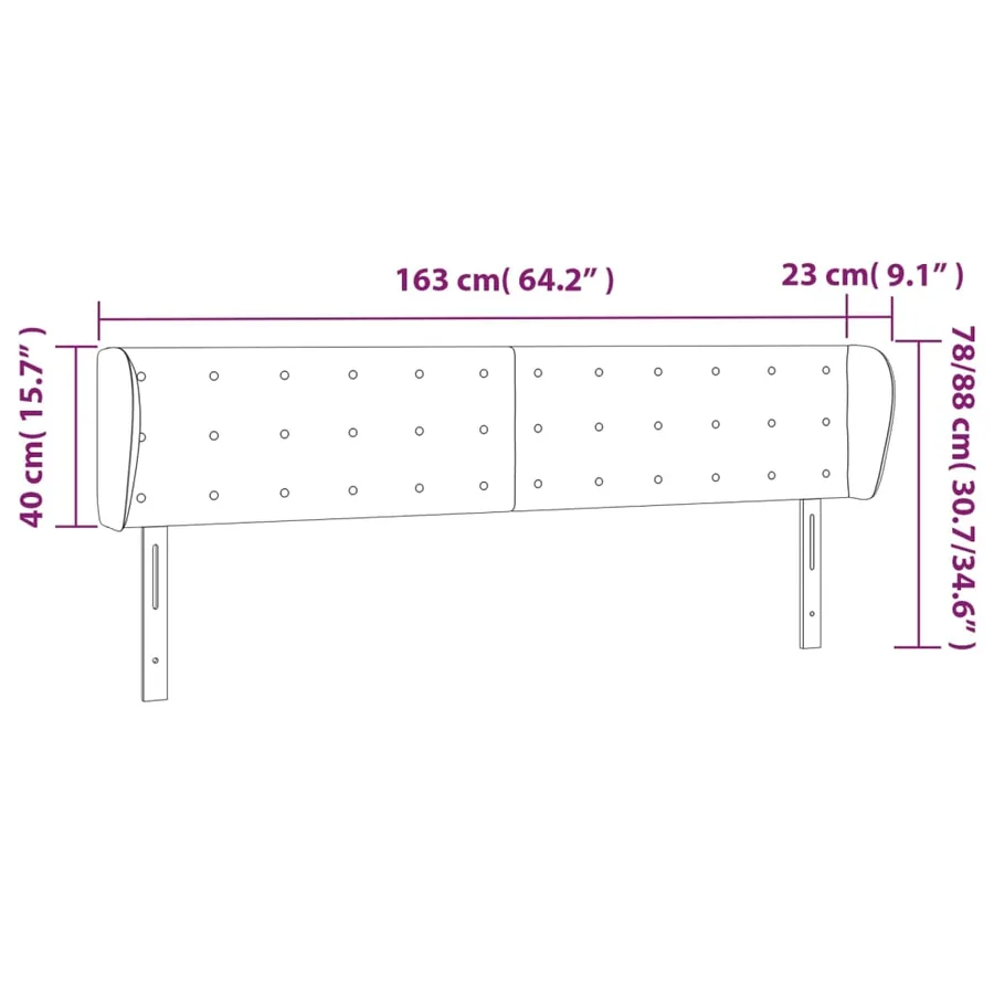 Tête de lit avec oreilles Gris clair 163x23x78/88 cm Tissu - 9