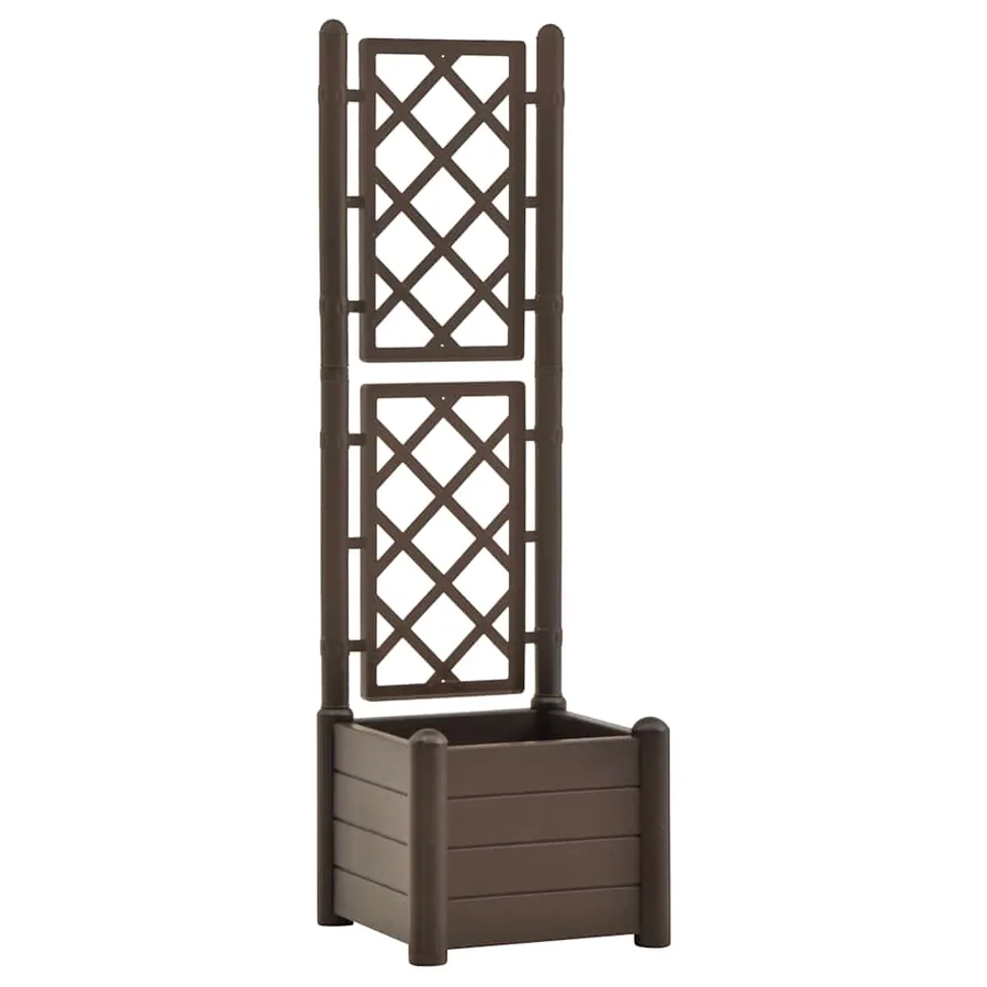 Jardinière avec treillis 43x43x142 cm PP Moka - 2