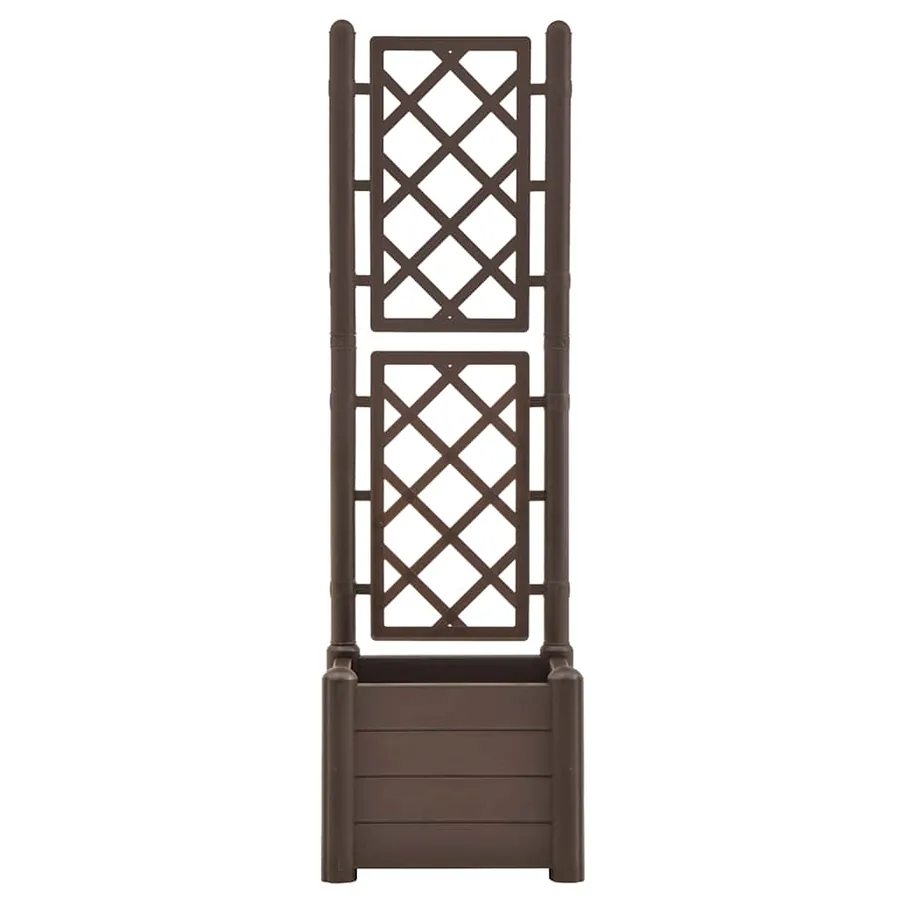 Jardinière avec treillis 43x43x142 cm PP Moka - 4