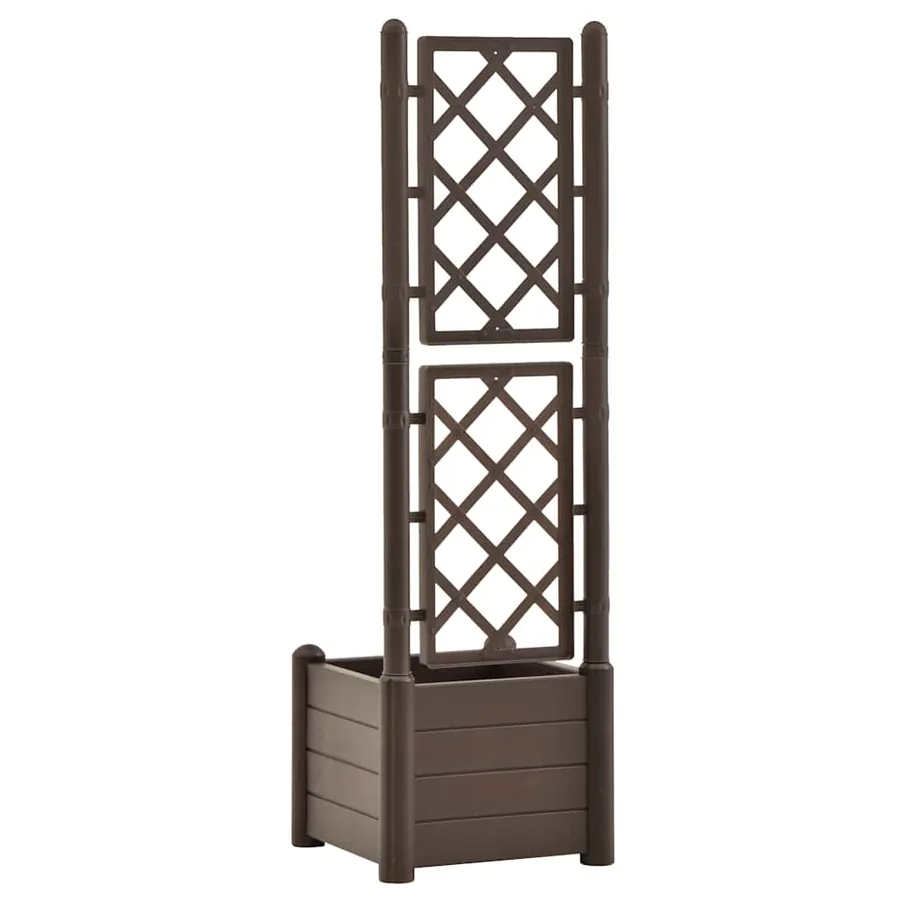 Jardinière avec treillis 43x43x142 cm PP Moka - 6