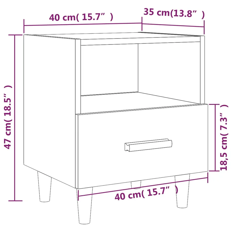 Table de chevet Sonoma gris 40x35x47 cm - 7