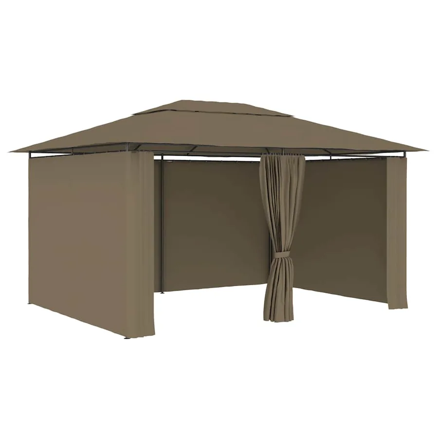 Chapiteau de jardin avec rideaux 4x3 m Taupe 180 g/m² - 2