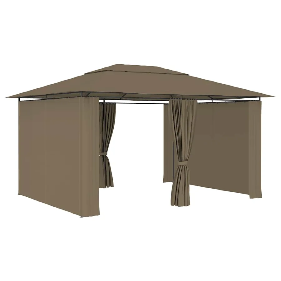 Chapiteau de jardin avec rideaux 4x3 m Taupe 180 g/m² - 3