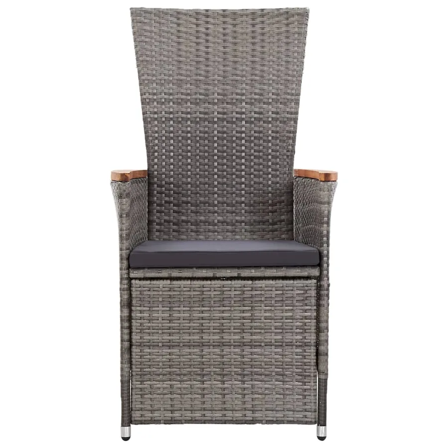 Chaise inclinable de jardin 2pc et coussins Résine tressée Gris - 4