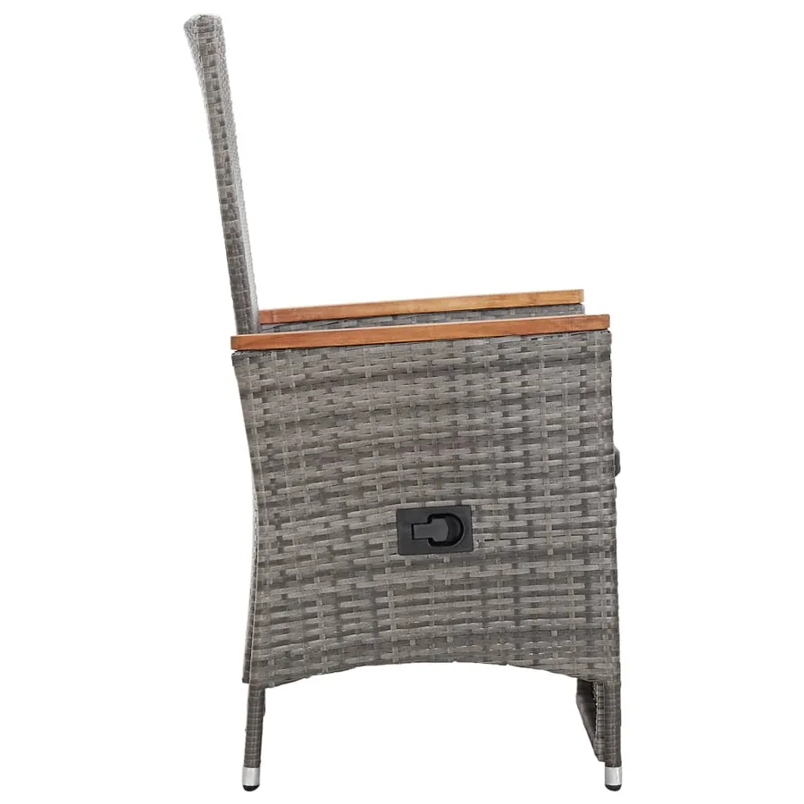 Chaise inclinable de jardin 2pc et coussins Résine tressée Gris - 5