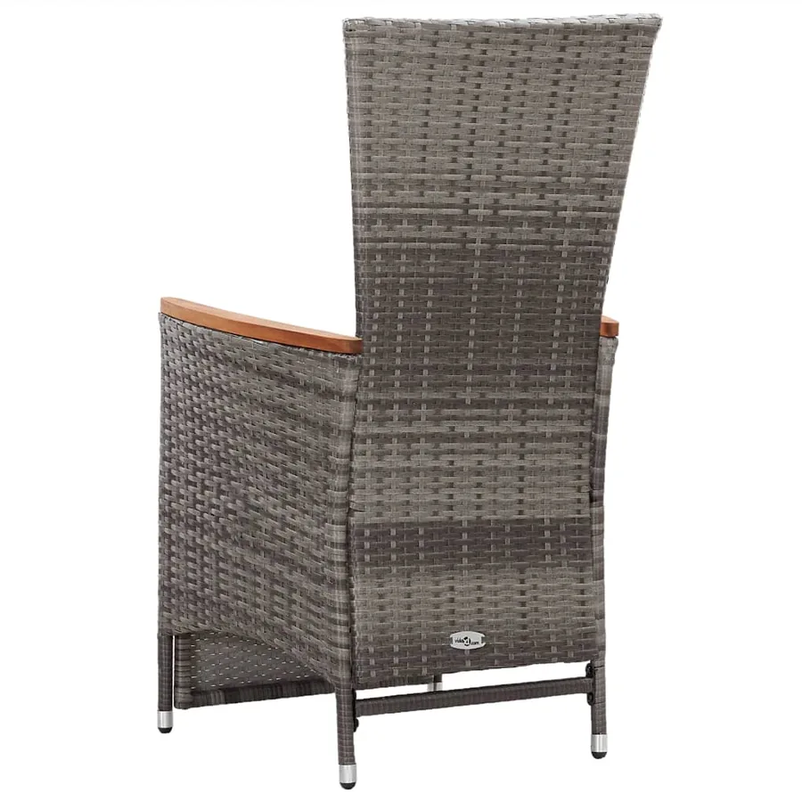 Chaise inclinable de jardin 2pc et coussins Résine tressée Gris - 7