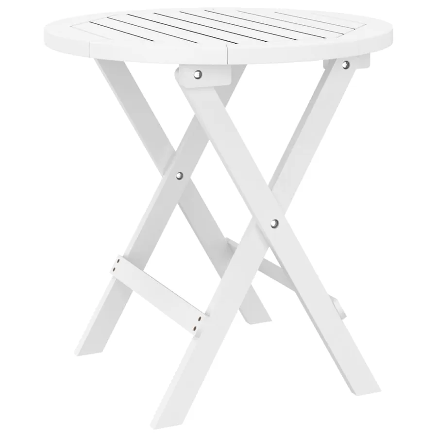 Table pliable de jardin blanc Ø 46 cm bois d'acacia solide - 2