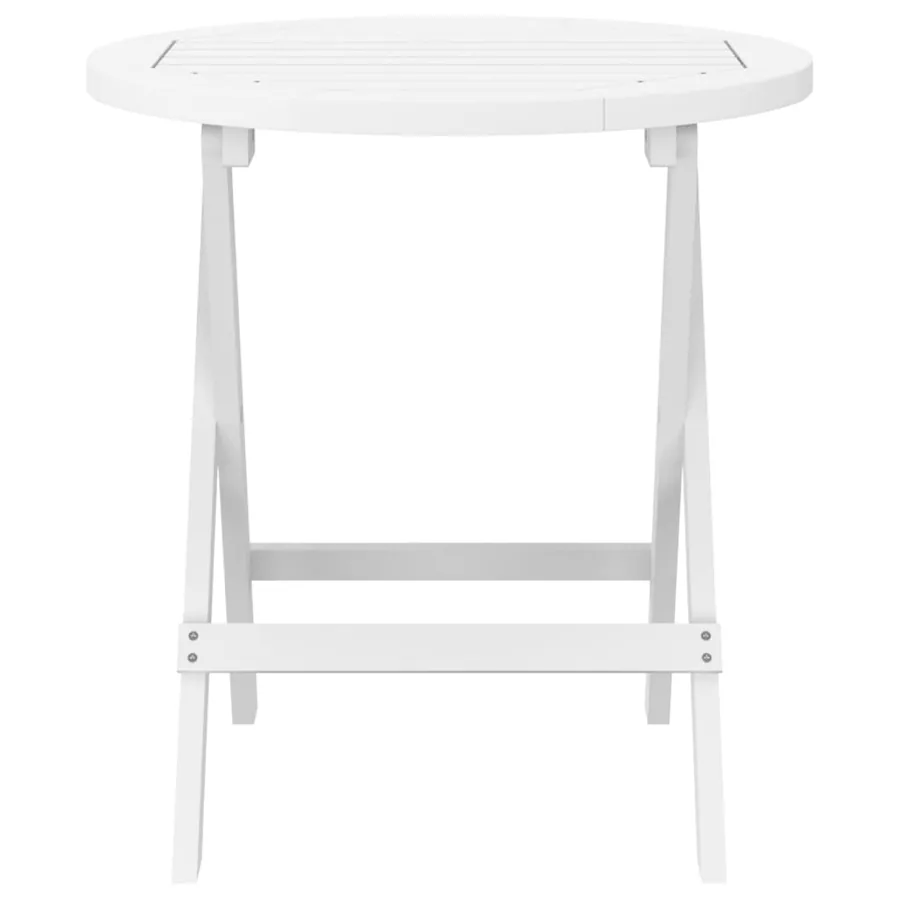 Table pliable de jardin blanc Ø 46 cm bois d'acacia solide - 3
