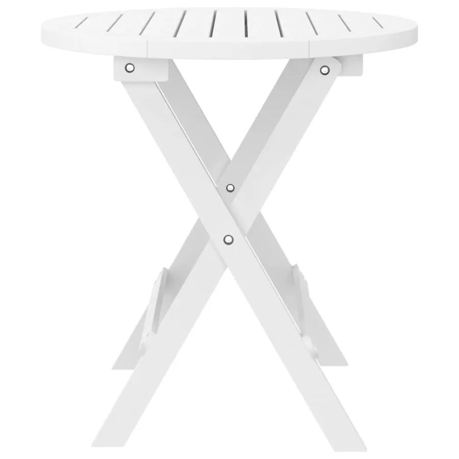 Table pliable de jardin blanc Ø 46 cm bois d'acacia solide - 4