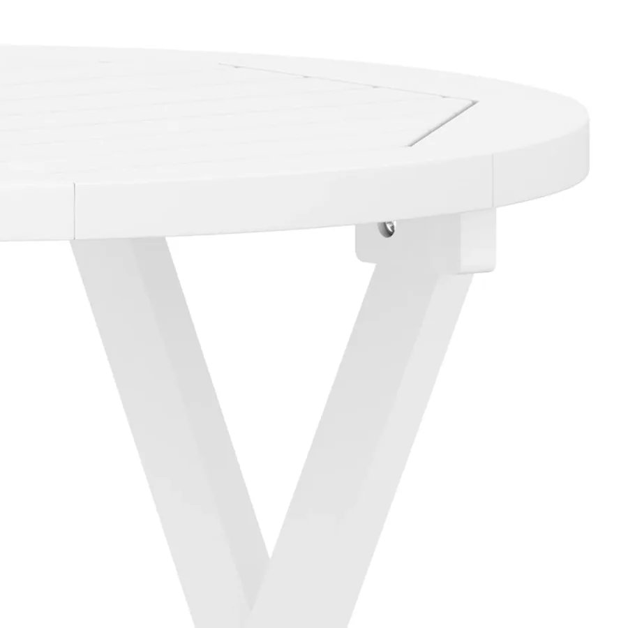 Table pliable de jardin blanc Ø 46 cm bois d'acacia solide - 5