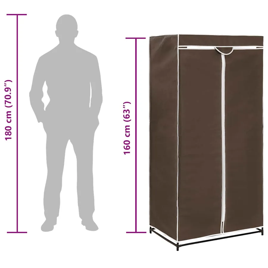 Garde-robe Marron 75x50x160 cm - 10