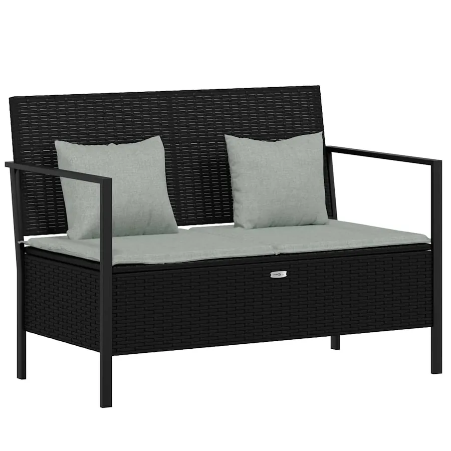 Banc de Jardin à 2 Places avec Coussins Noir Résine Tressée - 2