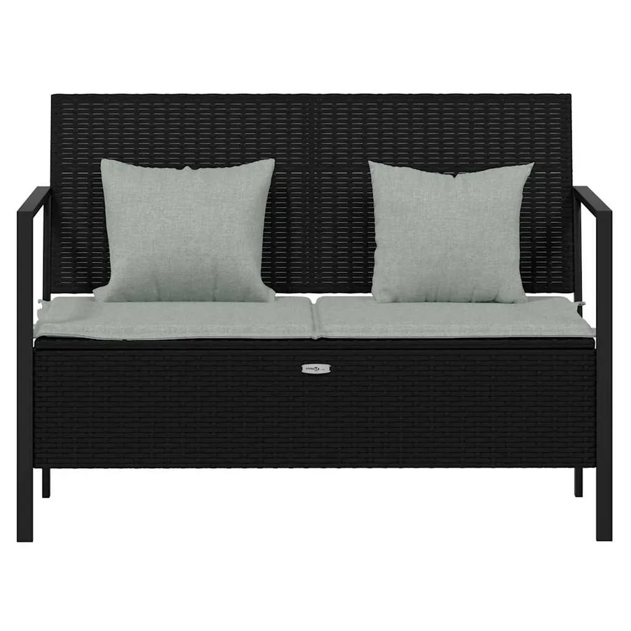 Banc de Jardin à 2 Places avec Coussins Noir Résine Tressée - 3