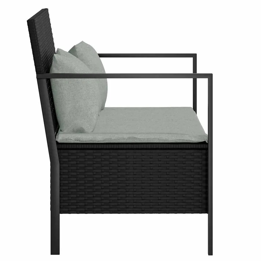 Banc de Jardin à 2 Places avec Coussins Noir Résine Tressée - 4