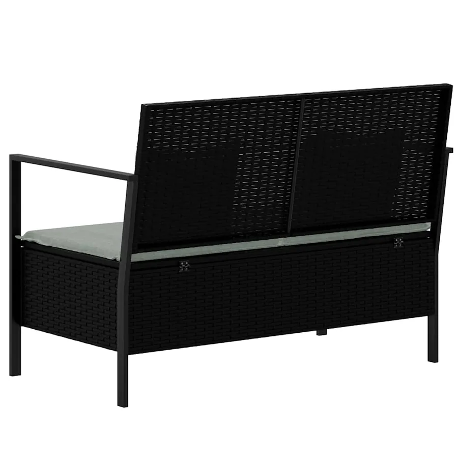 Banc de Jardin à 2 Places avec Coussins Noir Résine Tressée - 5