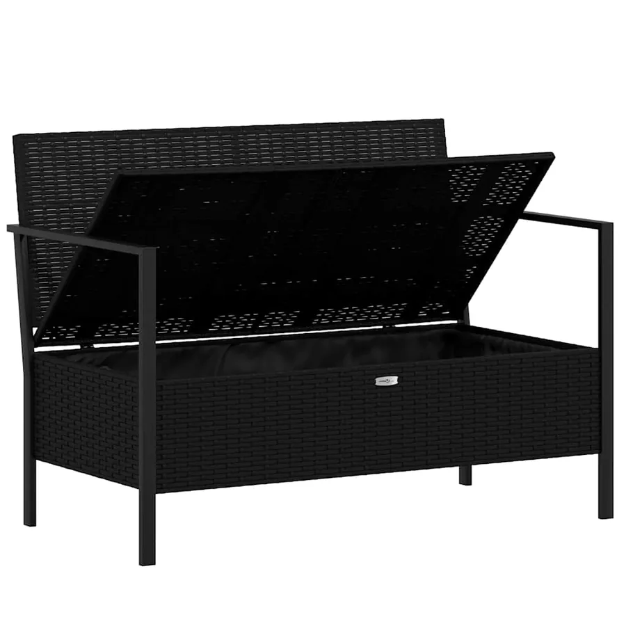 Banc de Jardin à 2 Places avec Coussins Noir Résine Tressée - 6