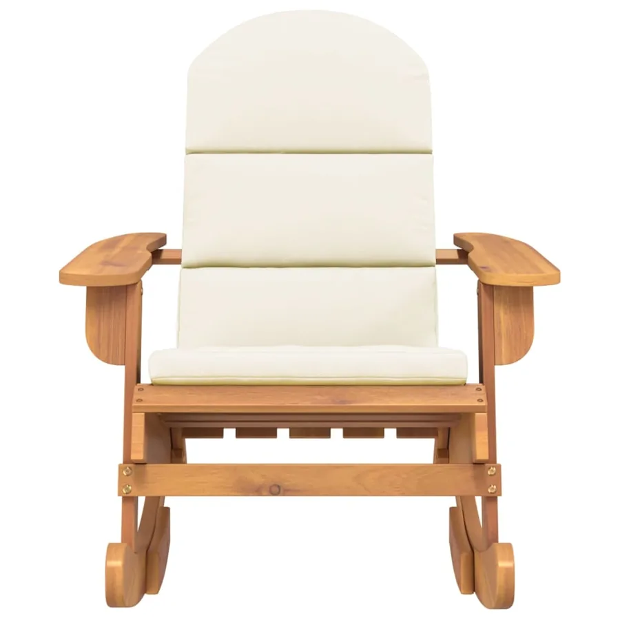 Chaise à bascule Adirondack avec coussins bois massif d'acacia - 3