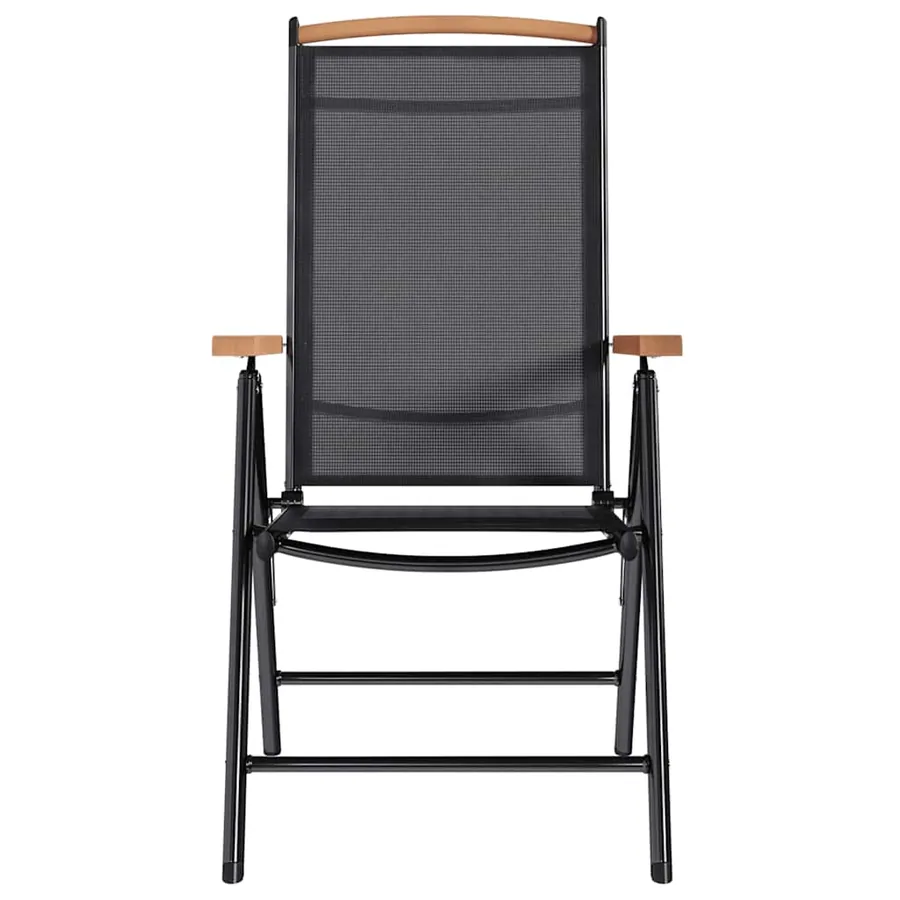 Chaises de jardin pliables lot de 2 aluminium et textilène noir - 4