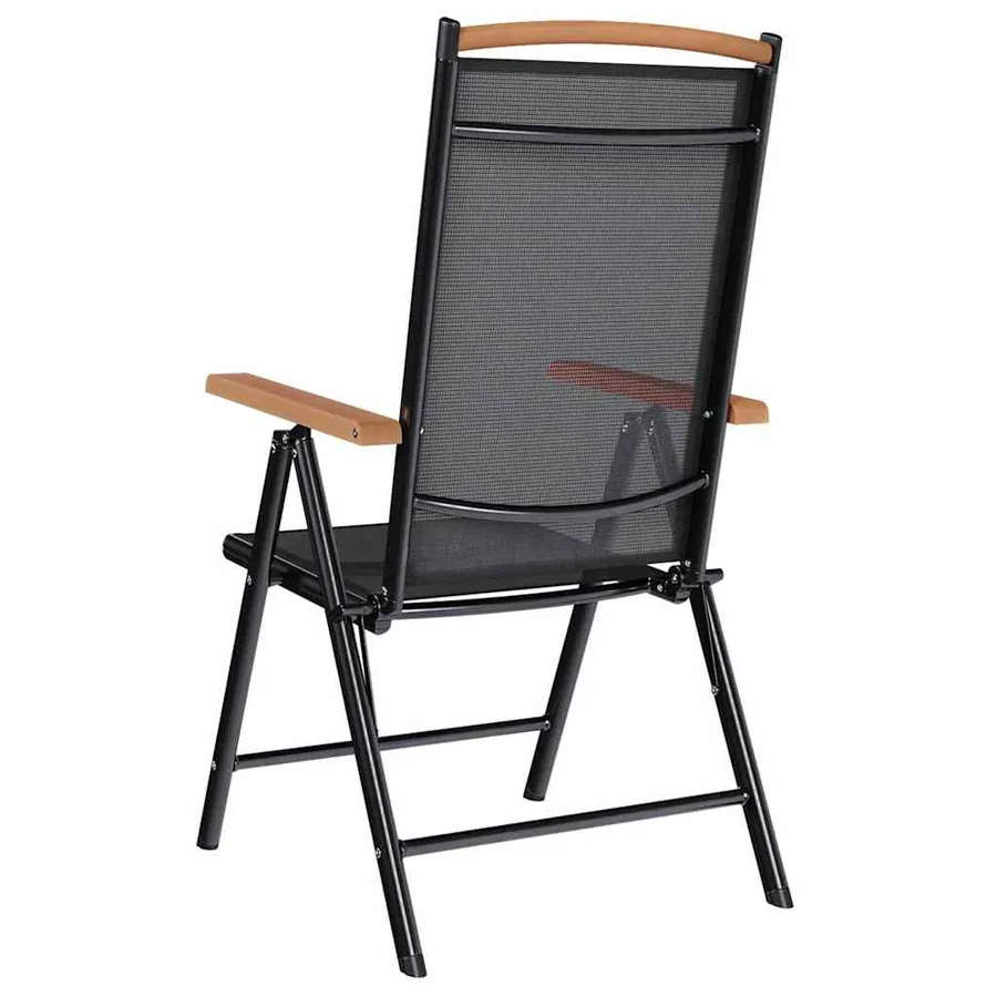 Chaises de jardin pliables lot de 2 aluminium et textilène noir - 6