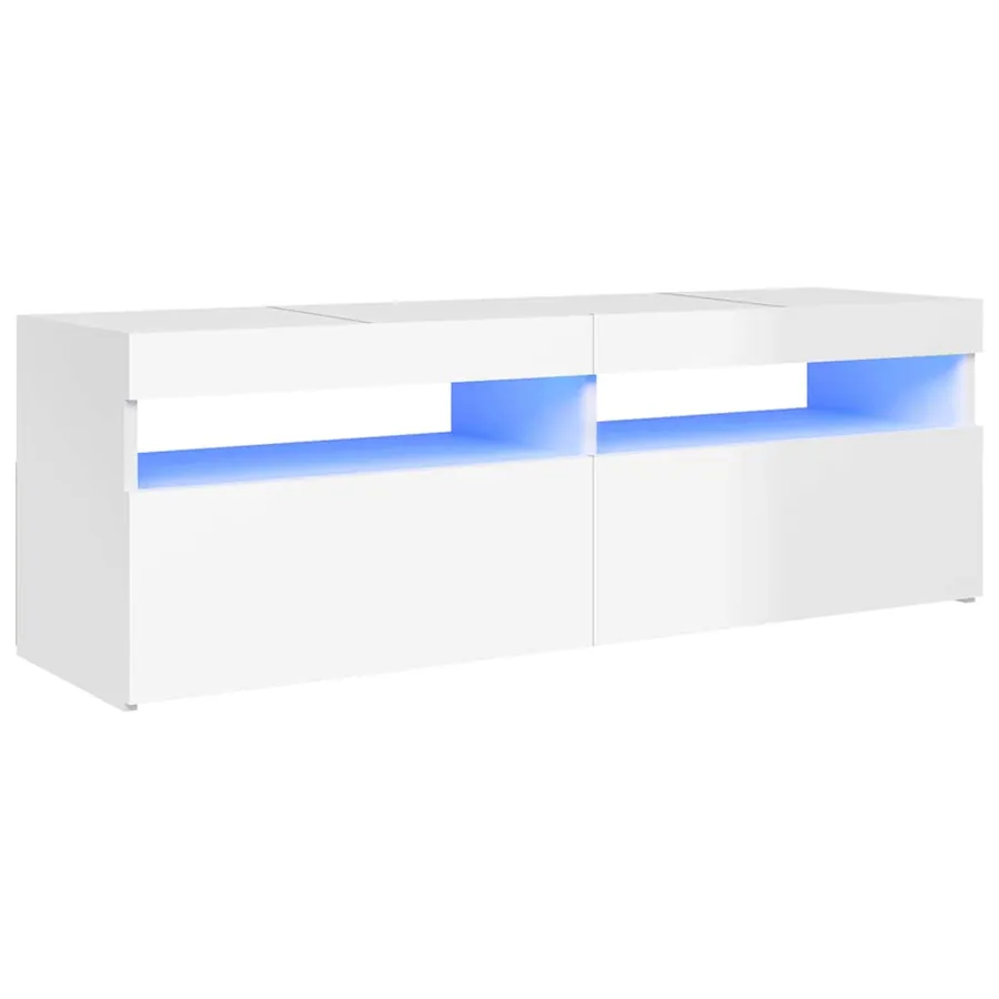 Meuble TV avec lumières LED blanc brillant 120x35x40 cm - 3