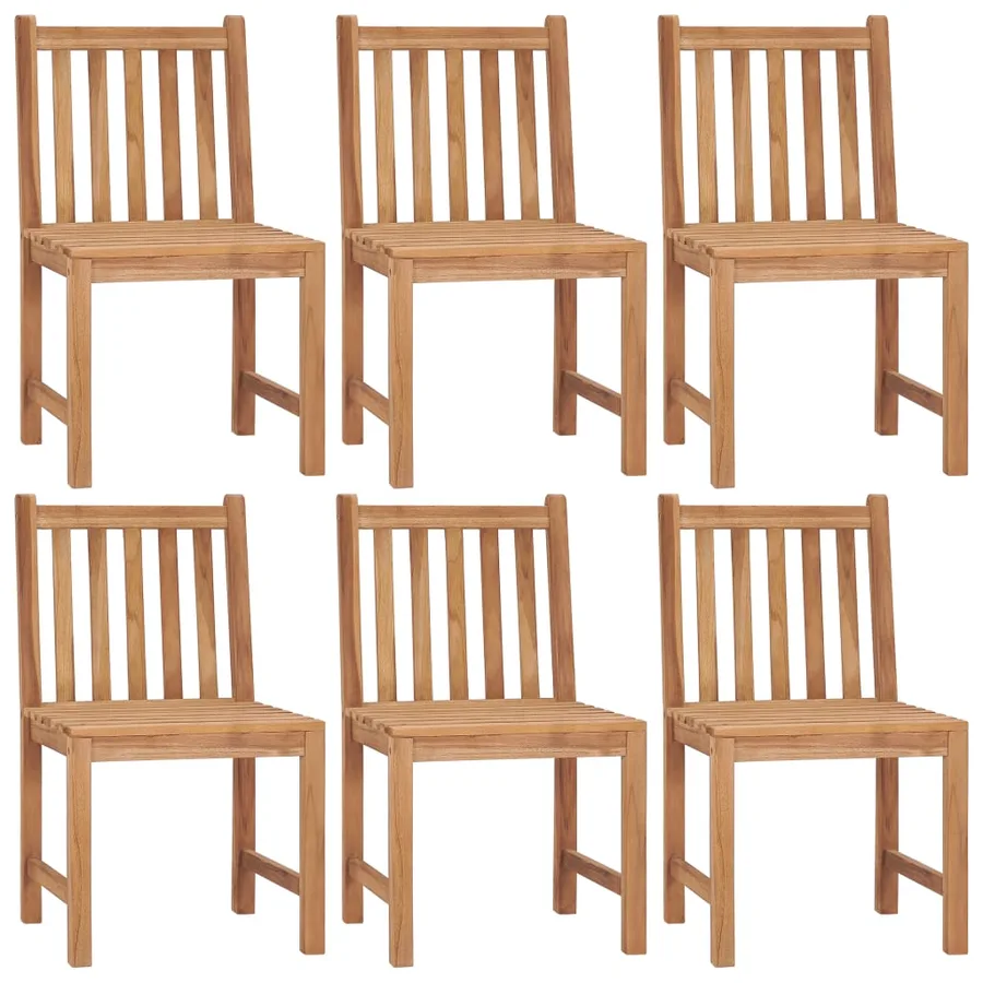 Chaises de jardin lot de 6 avec coussins Bois de teck massif - 2
