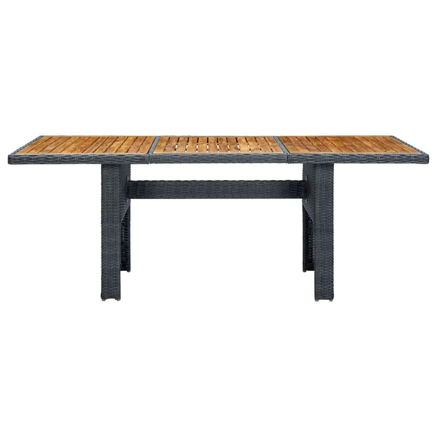 Table de jardin Gris foncé Résine tressée et bois d'acacia - 2