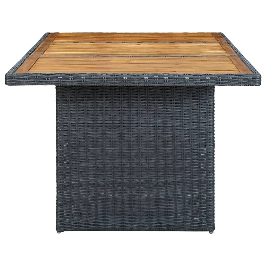 Table de jardin Gris foncé Résine tressée et bois d'acacia - 3