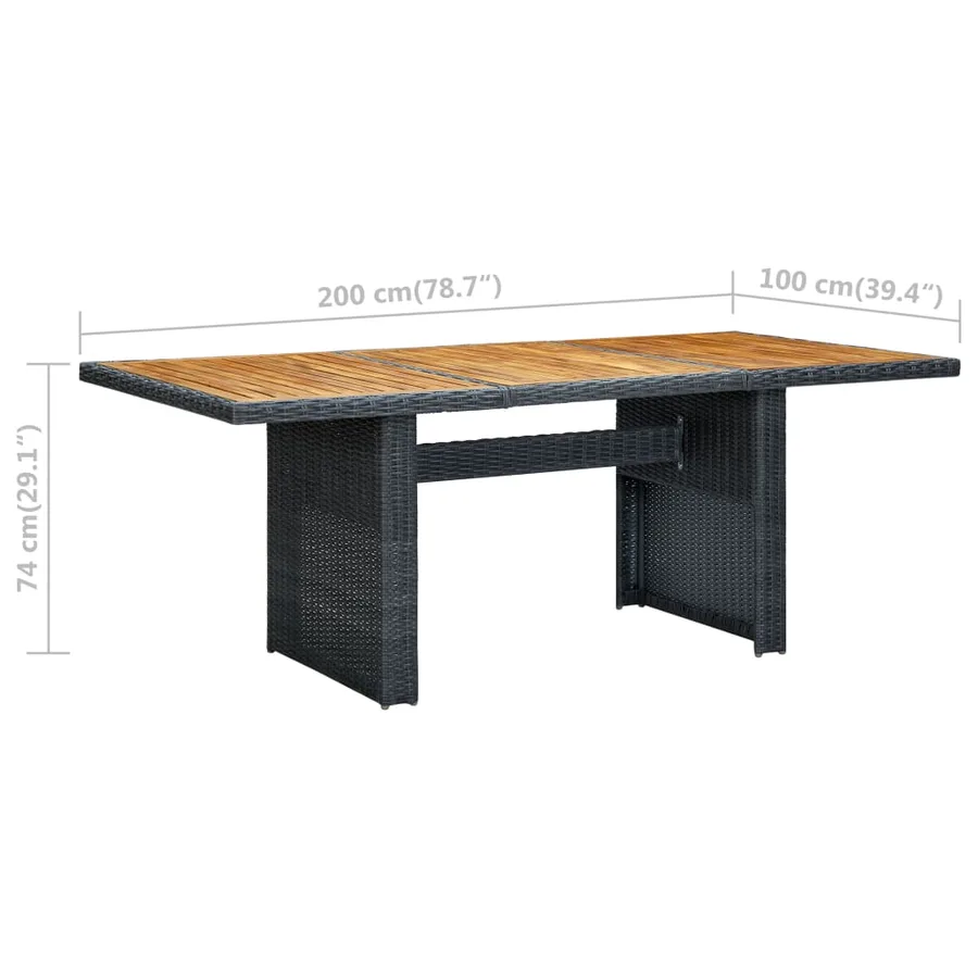 Table de jardin Gris foncé Résine tressée et bois d'acacia - 6