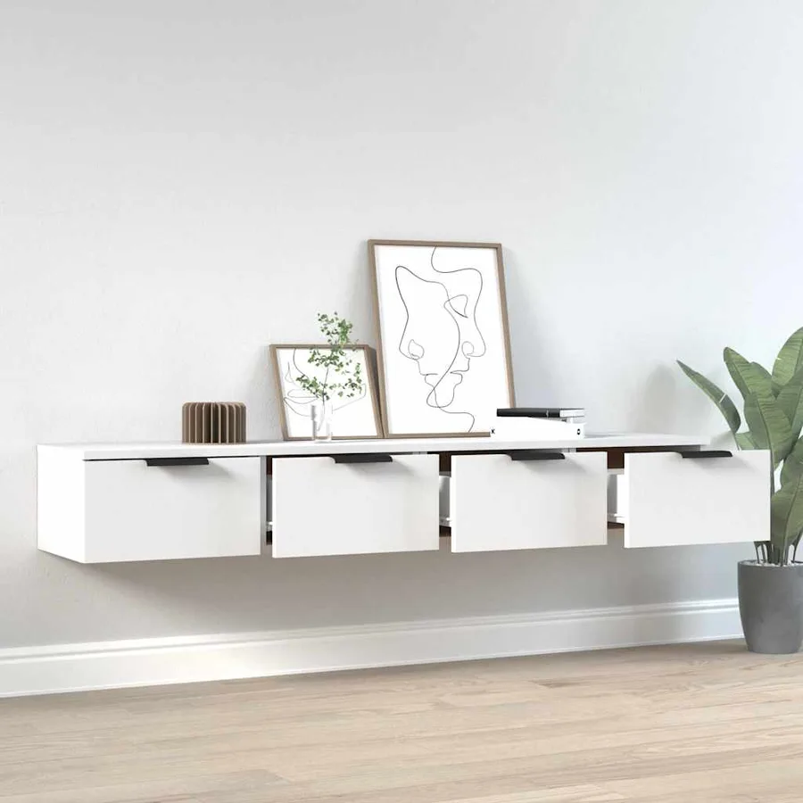 Armoires murales 2 pcs blanc 68x30x20 cm Bois d'ingénierie - 2