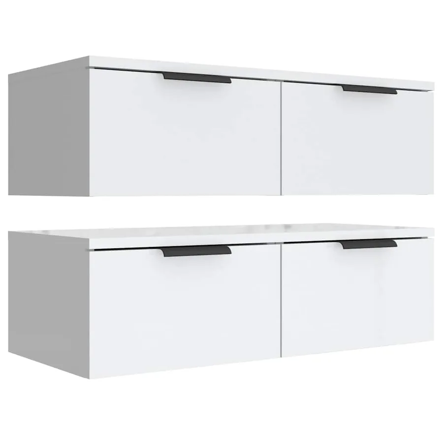 Armoires murales 2 pcs blanc 68x30x20 cm Bois d'ingénierie - 5