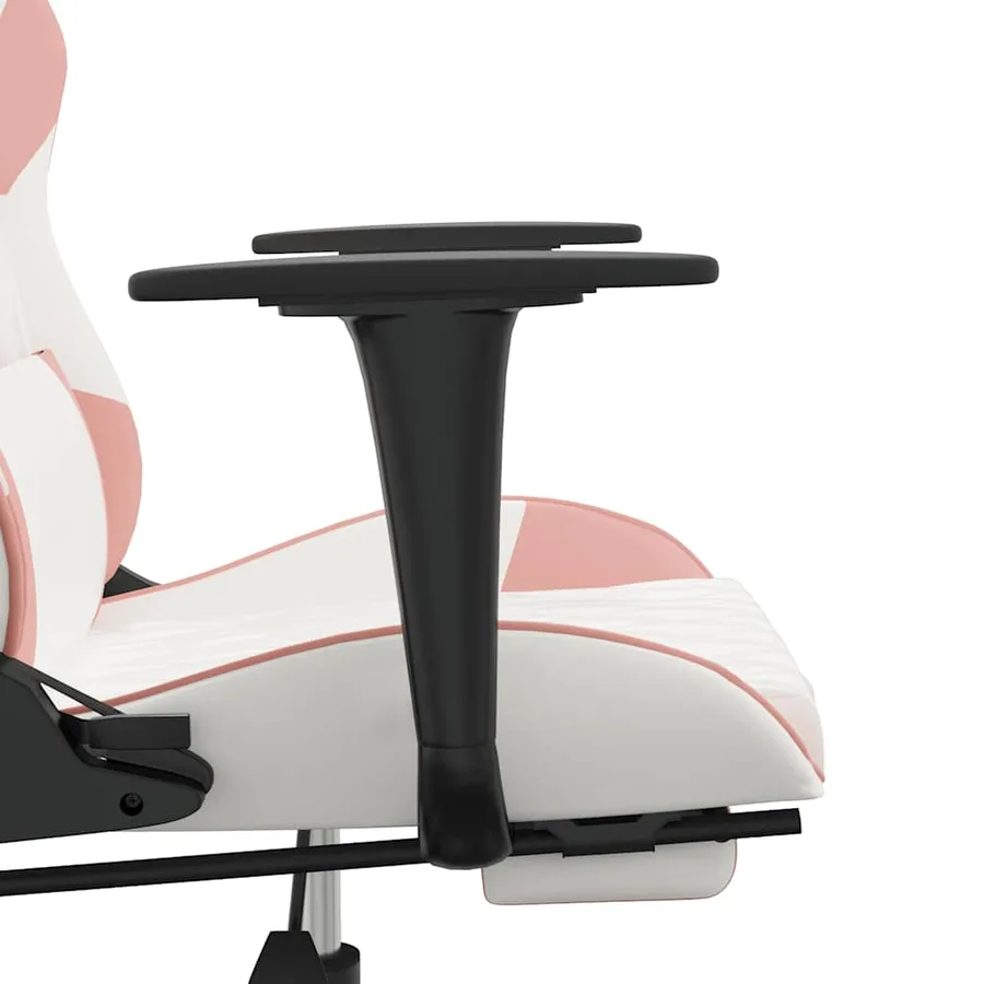 Chaise de jeu de massage avec repose-pied Blanc&Rose Similicuir - 10