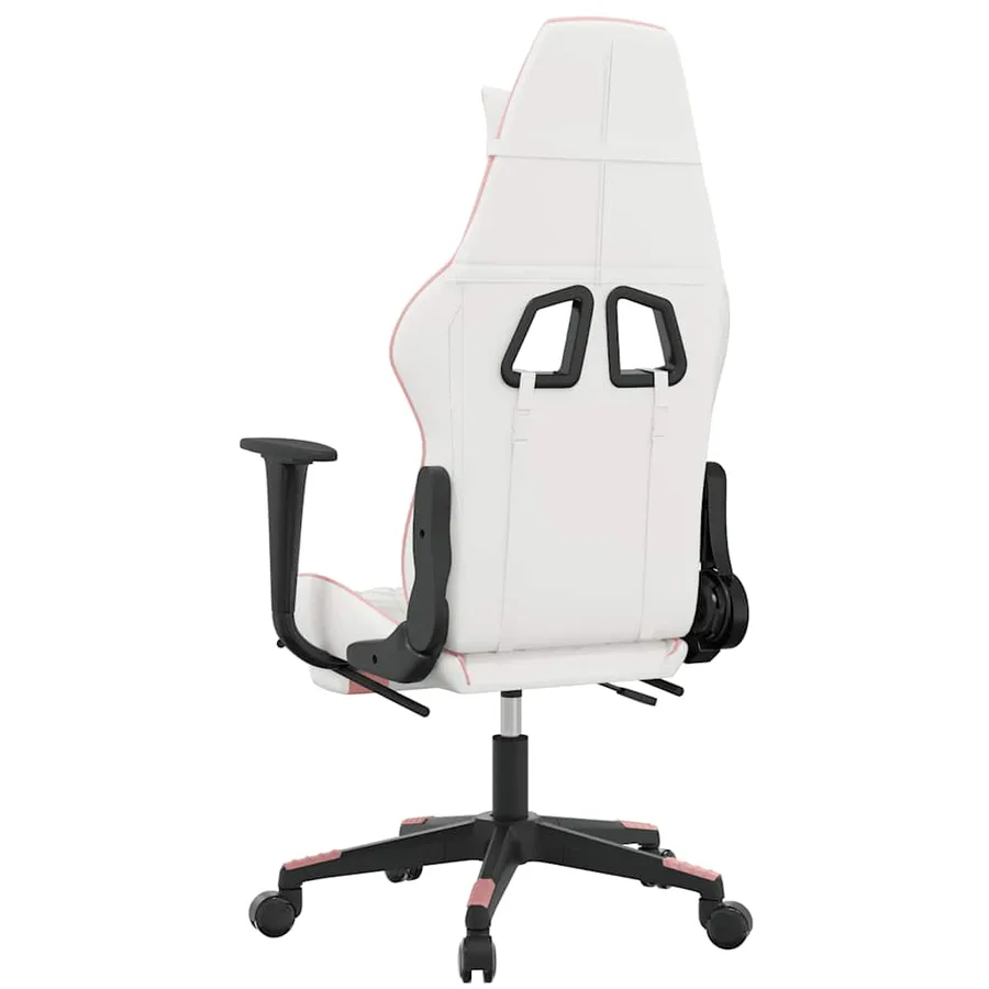 Chaise de jeu de massage avec repose-pied Blanc&Rose Similicuir - 6